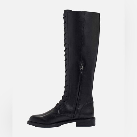 Sam Edelman Women's Nance Tall Lace Up Leather Boots Black US 7 M - Picture 2 of 13